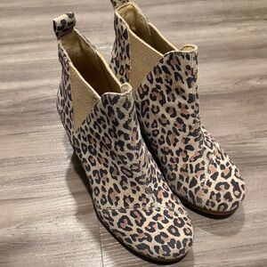 Toms Leopard Print Ankle Booties